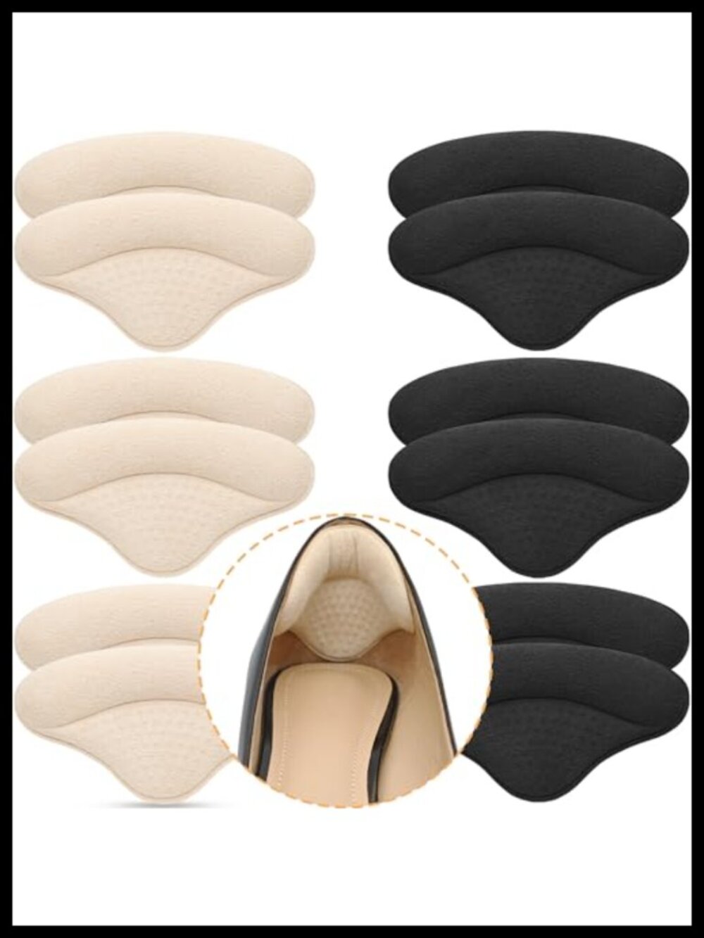 6 Pairs Heel Cushion Inserts for Loose Shoes, Prevent Slipping, Heel Pain Relief